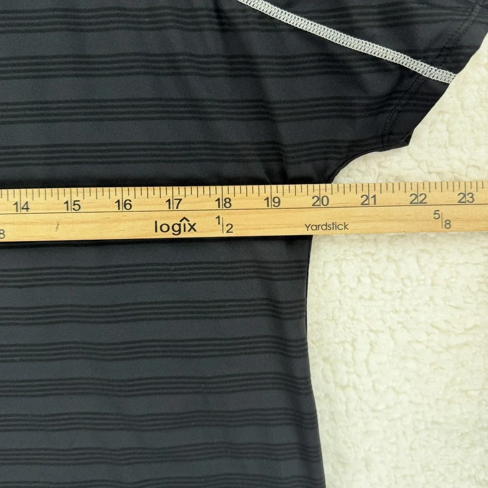 Oakley Shirt‎ Womens Medium Black Gray Striped Athletic Short Sleeve Top
